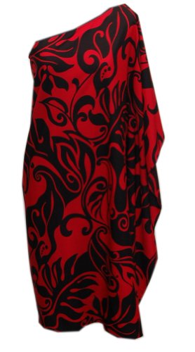 Jade Fashions Inc. Women's Hawaiian Aloha Friday One Shoulder Short Dress-Black-Red-Plus Size