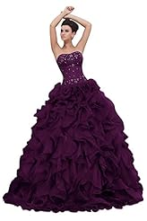 Strapless 2015 Beaded  Lace Cocktail Floor Length Sleeveless  Sweetheart Organza  Ball Gown Evening Dress/Prom Dress/Quinceanera Dress/Party Dress/Wedding Dress  With Ruffles