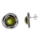 Certified Genuine Caribbean Amber and Sterling Silver Round Floral Earrings