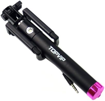 Selfie Stick,wired Smart Foldable Monopod for Iphone6/6s IOS and Android,portable Easy to Use (rosered)