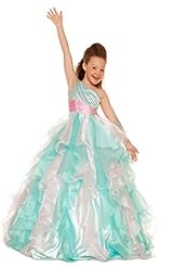 Girls Crystal Crystals Lace Sequined Beaded One Shoulder Organza   Ball Gown Pageant Dress/Party Dress 