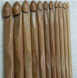 One set of 13 PCs bamboo crochet hooks US 2/C (2.75 mm)-US 15/N (10 mm)