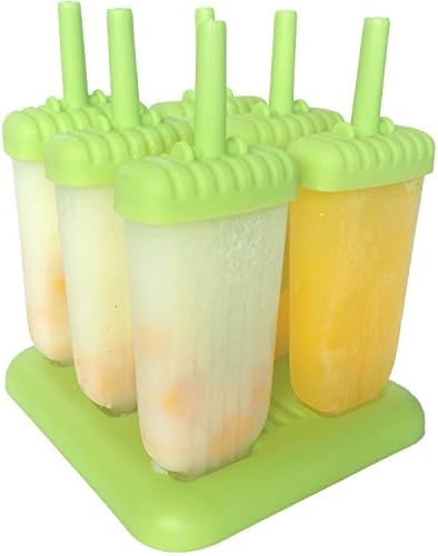 Homga Popsicle Molds Ice Pop Maker Repeat Use Durable BPA-Free plastic Oval Ice Pop Mold ,Set of 6