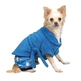 Casual Canine 14-Inch Polyester Cozy Dog Bathrobe, Small/Medium, Blue