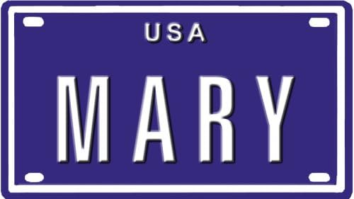 MARY USA MINI METAL EMBOSSED LICENSE PLATE NAME FOR BIKES, TRICYCLES, WAGONS, KIDS DOORS, GOLF CARTS, BABY STROLLERS, PEDAL CARS. OVER 400 NAMES AVAILABLE. TYPE IN "NAME" USA PLATE IN SEARCH. YOUR NAME WILL SHOW UP.