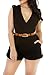 Pink Queen Women's Sexy V-Neck Sleeveless Short Jumpsuit Romper with Belt