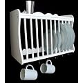 Kitchen Plate Rack - wall mounted - inc shelf above and hooks under - WHITE