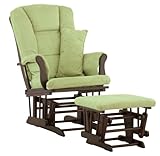 Stork Craft Custom Tuscany Espresso Finish Glider and Ottoman with Free lower lumbar pillow, Sage C