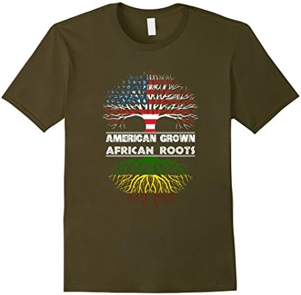 Men's American Grown With AFRICAN Roots T-Shirt  Large Olive