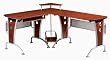 TECHNI MOBILI L-Shape Corner Wood,Metal Computer Workstation in Mahogany