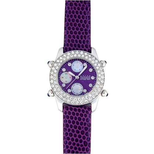 ANTON RUSANO Women's Purple Chronograph Watch with Crystal Embossed Bezel. Model: AR2047W