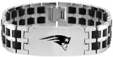 Stainless Steel & Rubber NFL Football New England Patriots Logo ID Bracelet 8