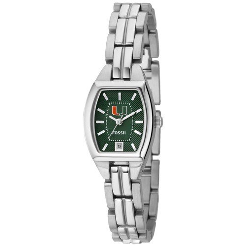 Fossil Miami Hurricanes Ladies Stainless Steel Analog Cushion Watch