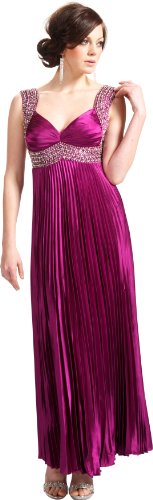 Beaded Pleated Satin Prom Dress Bridesmaid Formal Gown