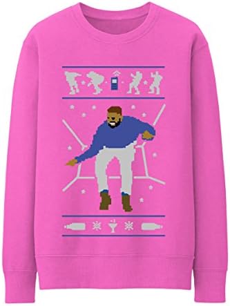 1-800 Hotline Bling Ugly Christmas Sweater Drake Unisex Xmas Sweatshirt (Medim, Pink)