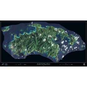 St. John U.S. Virgin Islands in very high resolution from space satellite print/poster photograph: 36"x19" glossy