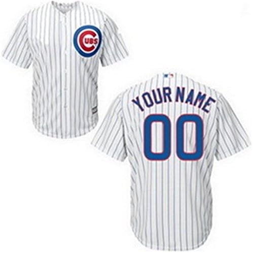 Mens Cubs Custom Baseball Jersey Home White Size L=44
