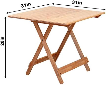 EdenHome Portable Folding Handmade Square Bamboo Table Dinning Table Desk