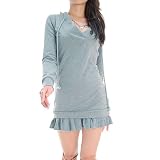 Grey V-Neck Hoodie Sweater Dress