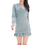 Grey V-Neck Hoodie Sweater Dress