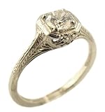 14k White Gold Antique Style Filigree .50ct Moissanite Ring (sz 7)