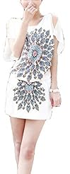General Print Feathers Midi Dress 