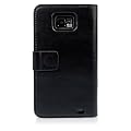 AVANTO Ledertasche Wallet Case Tasche Etui f�r Samsung Galaxy S2 GT-I9100 - schwarz + Avanto UltraClear Displayschutzfolie