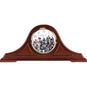 Custom Clock - Radio-Controlled Atomic Cherry-finished Mantel Clock with Customized Dial