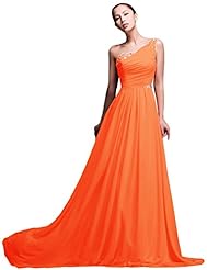 Lace 2015 Chiffon One Shoulder Evening Dress/Bridesmaid Dress/Prom Dress  with a Brush/Sweep Train 