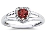 Heart Shaped Garnet and Diamond Ring
