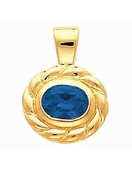 18K Yellow Gold Oval Cut Chatham Created Sapphire Pendant -- LIFETIME WARRANTY