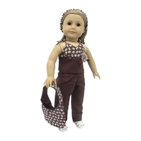 American Girl Doll Clothes 4pc Brown Reversible Outfit by