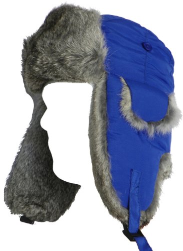 Klondike Sterling Youth Genuine Rabbit Fur Trooper (Blue, L/XL)