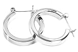 Sterling Silver Plain Hoop Earrings - Size: 28mm