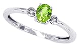41dkxfYfwHL. SL160  0.32ct Oval Peridot Three Stone Diamond Ring in 10Kt White Gold