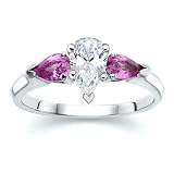 1.40 CT PEAR DIAMOND W PEAR PINK SAPPHIRE RING 18K