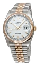Rolex Datejust White Index Dial Jubilee Bracelet Two Tone Mens Watch 116231WSJ