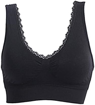 Women Underwear Bra Gathered Lace Nylon Yoga Black US S/Tag M/Bust:33.4"