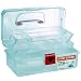 Artist Essential 12-inch Plastic Art Supply Craft Storage Tool Box, Semi-clear Plastic with Two Trays