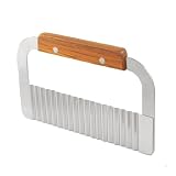 Kitchen Stainless Steel Blade Wooden Handle Vegetable Crinkle Cutter Tool