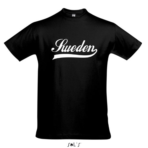 T-Shirt Schweden Oldschool Sweden LÄNDERSHIRT EM / WM FAN Trikot S-XXL , Deep black – weiß , S