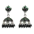 Jhumki Earrings Silver Enamelled Jewelry 1.25 inches