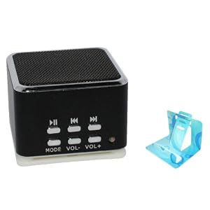 Multi Functional Mini Audio Music Portable Speaker with MicroSD port and FM Radio for Verizon Samsung Omnia 2 i920 (II) (Comes with FREE Universal Phone Stand)