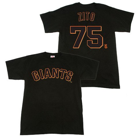 Barry Zito Youth T-Shirt - San Francisco Giants #75 Barry Zito Name and Number S/S Black Tee - S 8