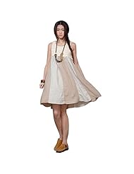 Cotton/Knit Tank Striped Print Applique Summer Mini Dress 