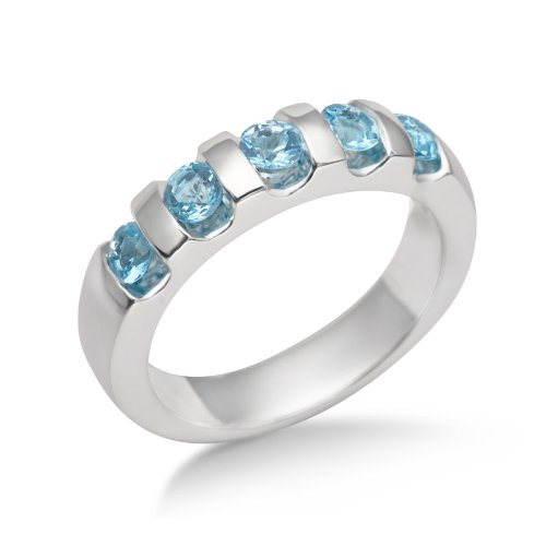 Miore Damen-Ring Memoire 925 Sterlingsilber Blau Topas MHS024R53 Gr. 53 Preisvergleich