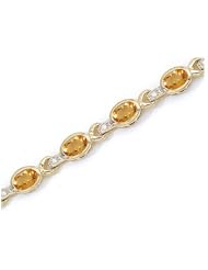10K Yellow Gold Oval Citrine and Diamond Bracelet