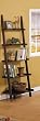 Five-tier Cappuccino Leaning Ladder Style Magazine Book shelf