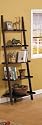 Five-tier Cappuccino Leaning Ladder Style Magazine Book shelf