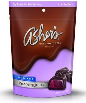 Ashers Sugar Free Dark Chocolate Raspberry Jellies 3.0 Ounce Bag (Pack of 12)